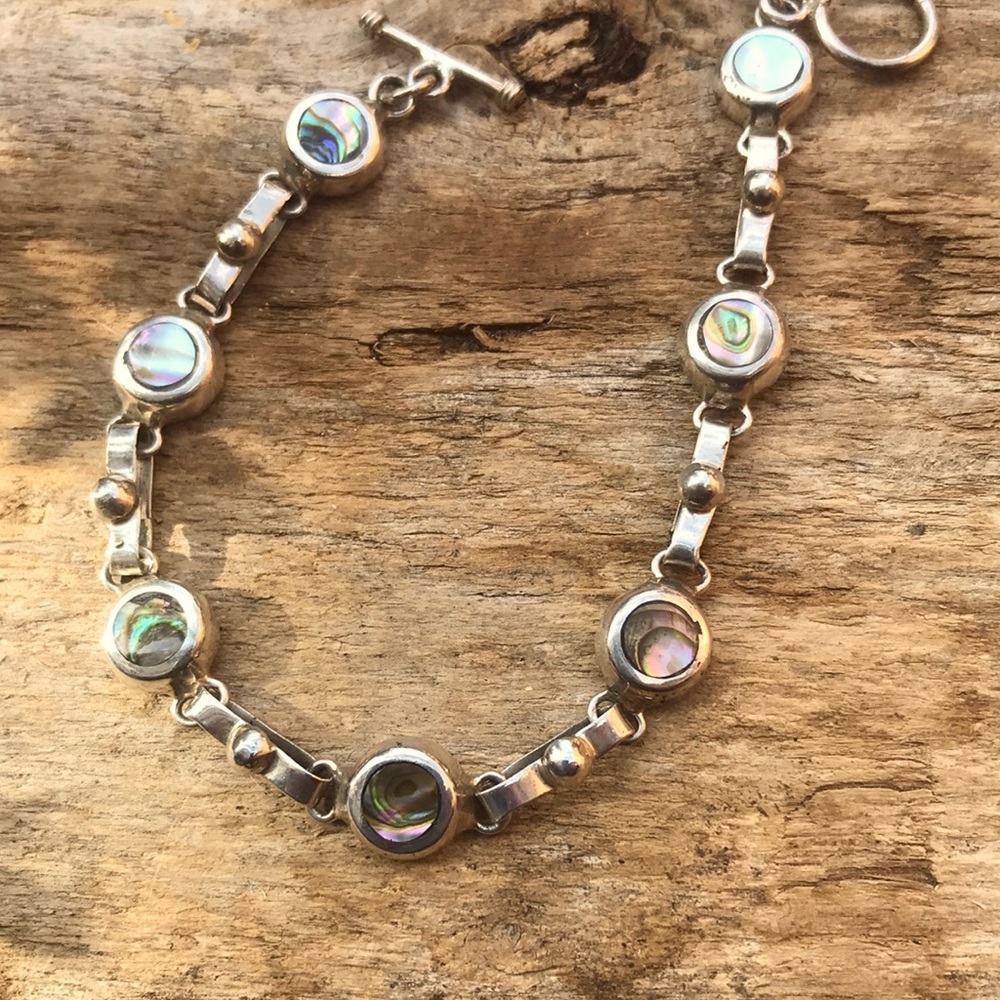 Abalone and sterling silver bracelet